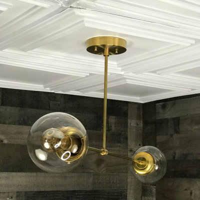 Plafonnier suspendu Mid-Century lustre 2 ampoules Shediac