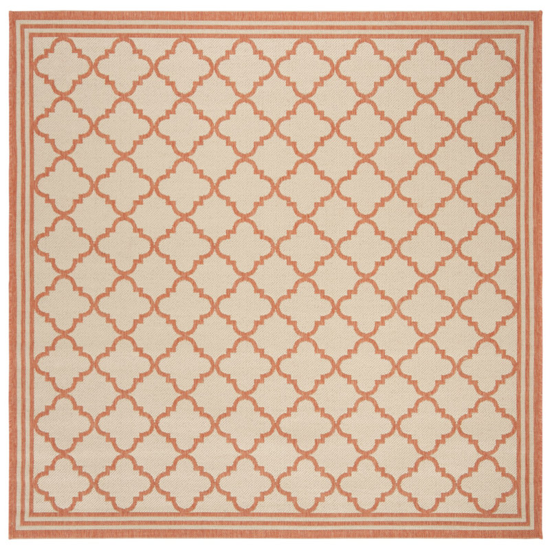 Ferrill Linden 100 Performance Geometric Indoor/Outdoor Area Rug, Square 6'7"