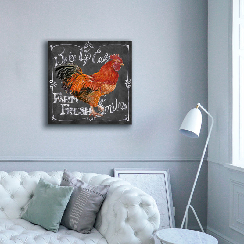«Rooster On Chalkboard 2» par Art Licensing Studio, art mural sur toile, H 37 po x l 37 po x P 1,5 po
