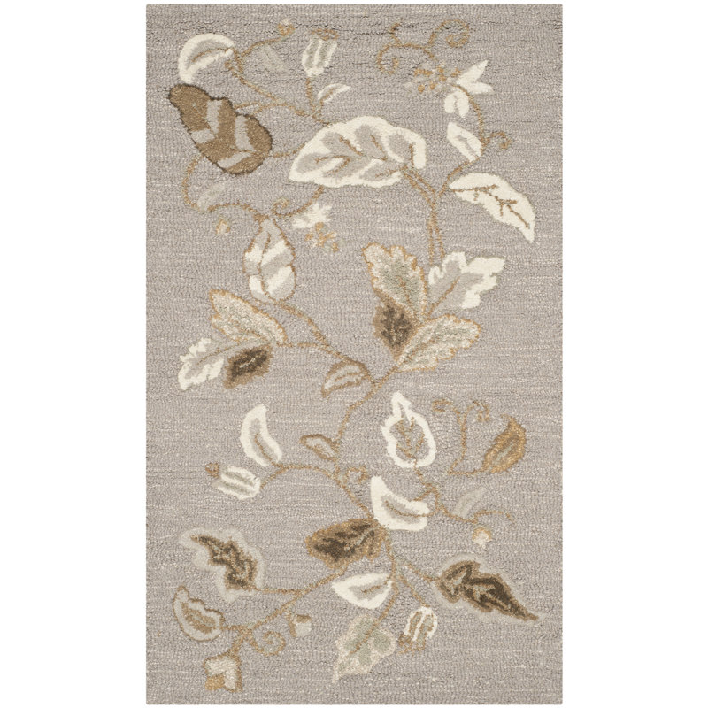 Tapis gris en laine et viscose touffeté à la main Autumn Martha Stewart, Rectangle 2 pi 6 po x 4 pi 3 po