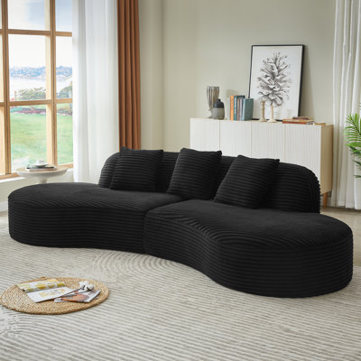 Cheerful Corduroy Upholstered 4 - Seat Sectional Couch For Apartment, Comfortable Spring Cushions, Instant Use Exceptional by Latitude Run