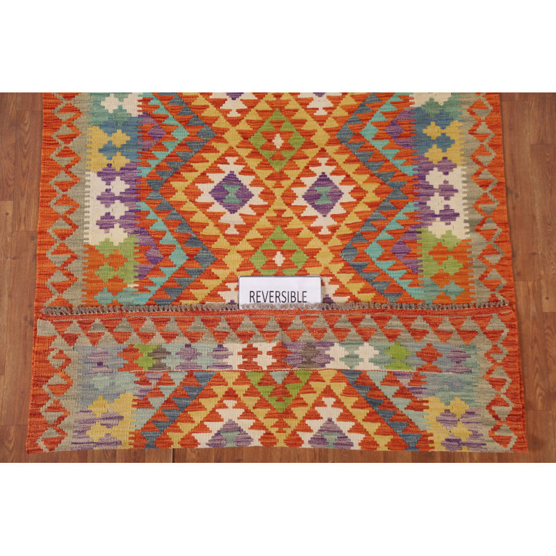 Tapis géométrique réversible en laine 5 x 6