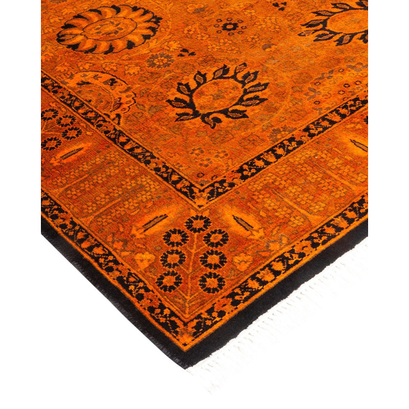 Tapis orange noué à la main de conception unique Holsworth