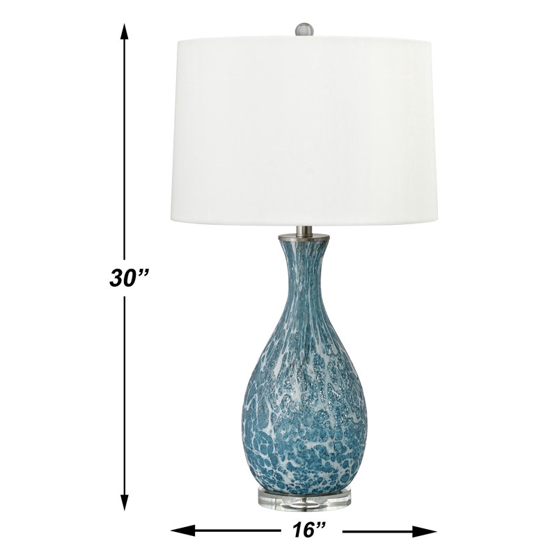Scafati 30" Blue and White Fused Glass Table Lamp with USB Port