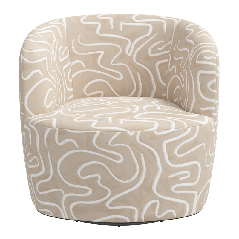 Fauteuil demi-tonneau pivotant Mina, Asbtract naturel Evelyn