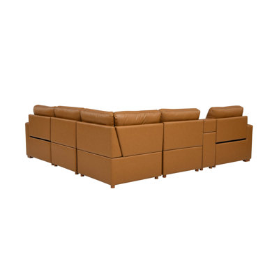 132" W Hudson Recliner Leather-Matched Sectional