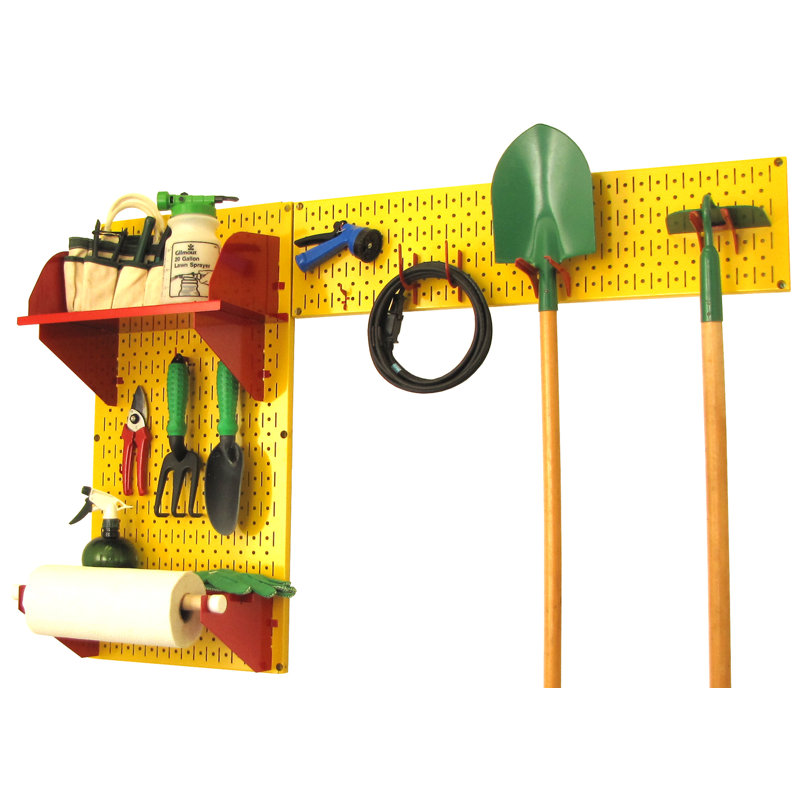 Ensemble de rangement de panneau perforé pour outils de jardin Rylan, Jaune / rouge