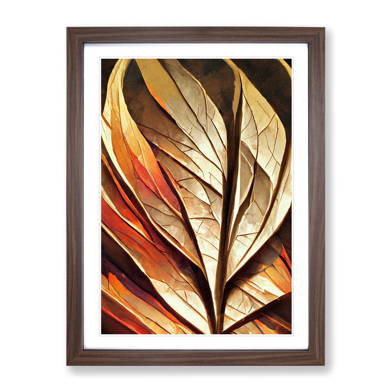 Abstract Autumn Leaf No.1 - Framed Print, 46cm H x 34cm W x 2cm D, Walnut