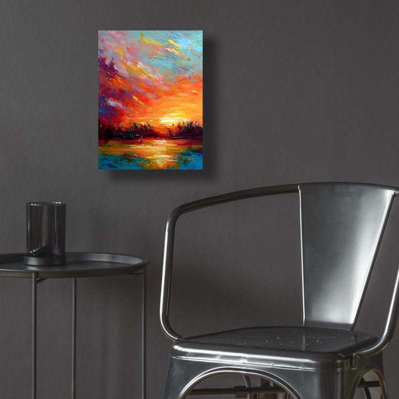 «Coastal Sunset 4» par Petals Prints Design, art mural en verre acrylique, Red Barrel Studio®, ACR-43830