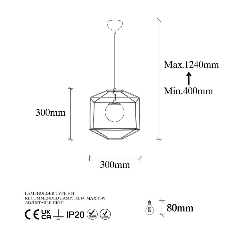 Luminaire suspendu géométrique 1 lumière