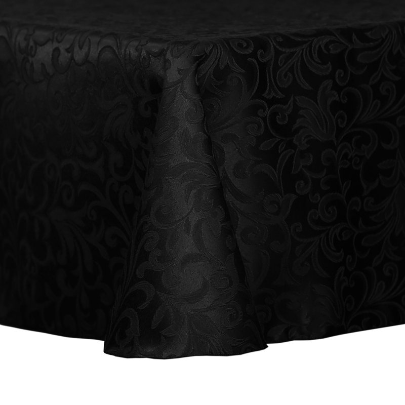 Rosdorf Park Damask Somerset Tablecloth Oval, Black, 144" x 60", 1
