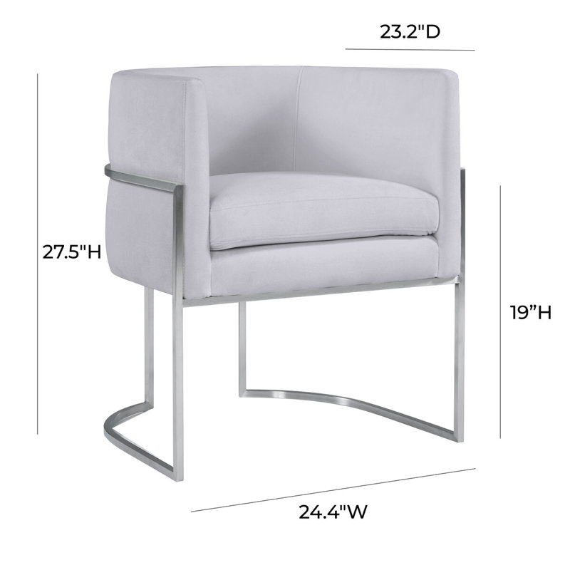 Chaise en velours crème Giselle - Argent, Gris, Argent