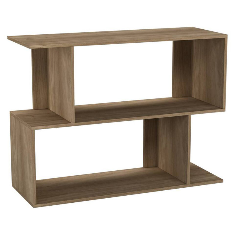 Sulmy Solid Wood Ladder Bookcase, Oak, (2 Shelves) 80cm H x 80cm W x 29cm D