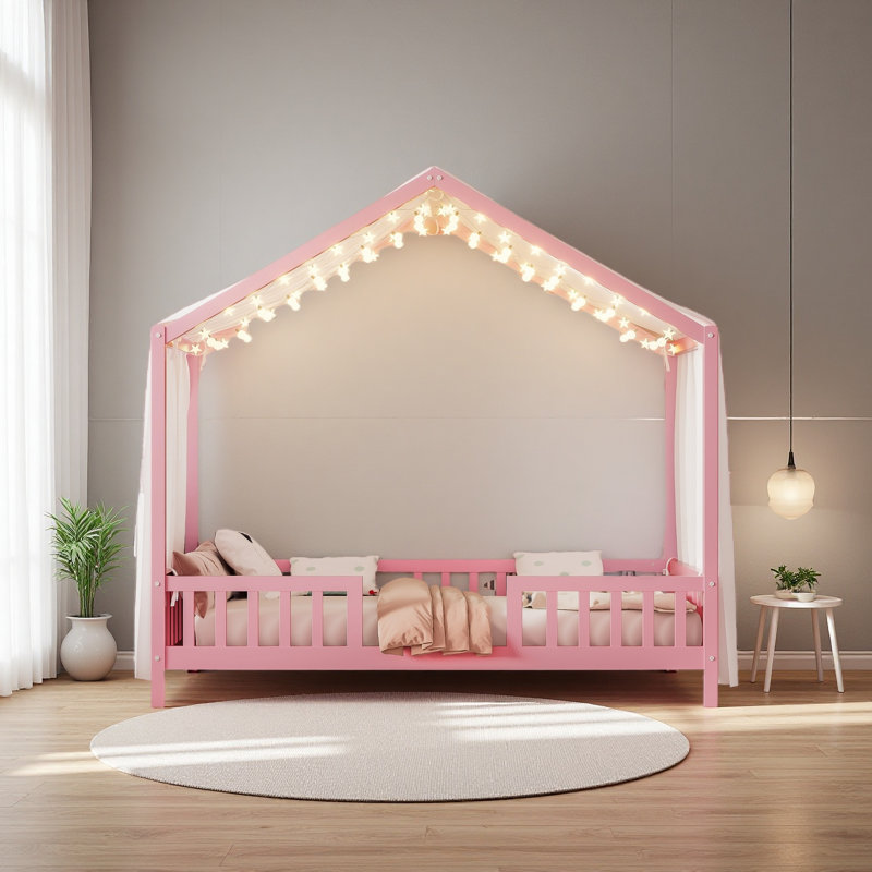 House Shape With High Railings, Full, Pink