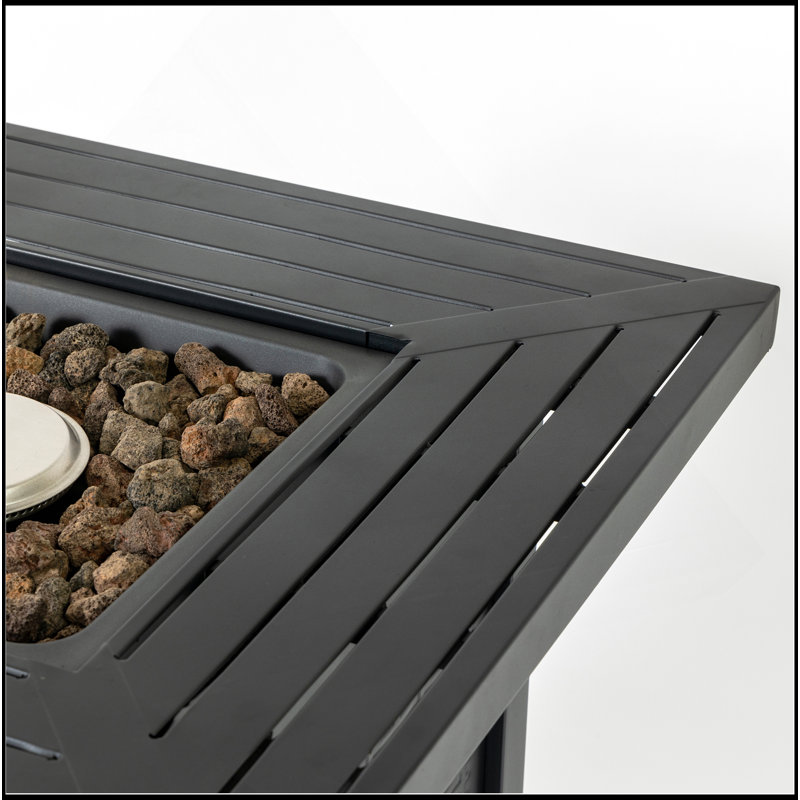 28-Inch Iron Square Propane Fire Pit Table