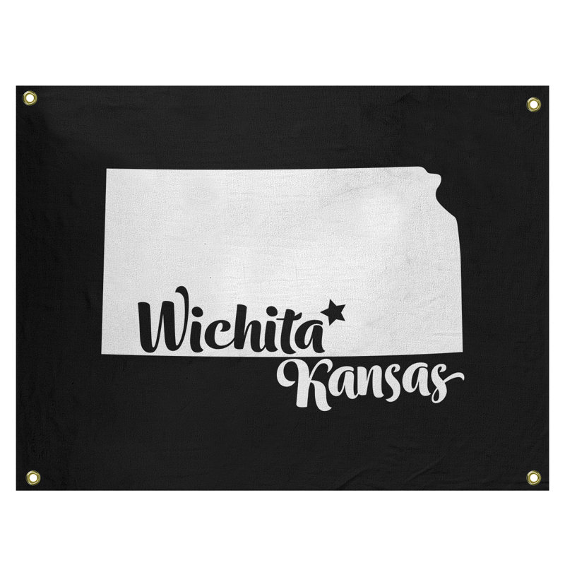 Tapisserie murale kansas wichita, H 26 po x l 36 po, Noir