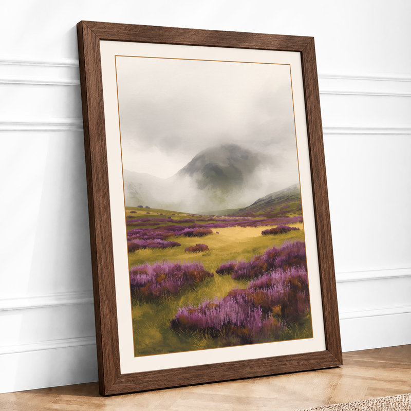 Misty Mountain Valley Scandinavian - Framed Print, A3 - 42.0 x 29.7 cm, Walnut