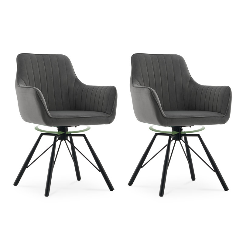 49cm H Velvet Upholstered Metal Armchair, Grey