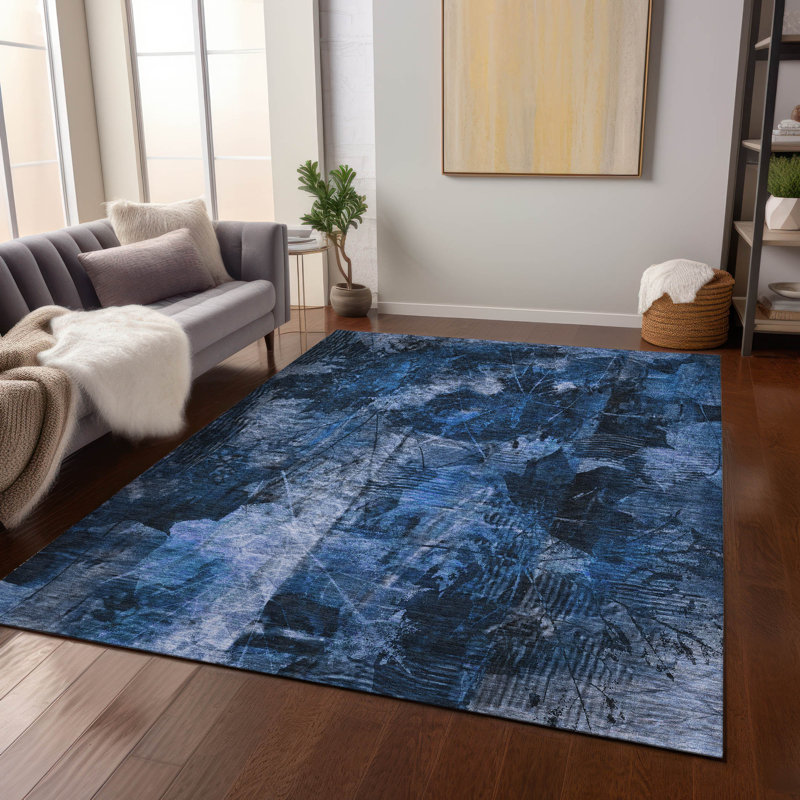 Washable Floral Indoor / Outdoor Rug, Rectangle 9' x 12'