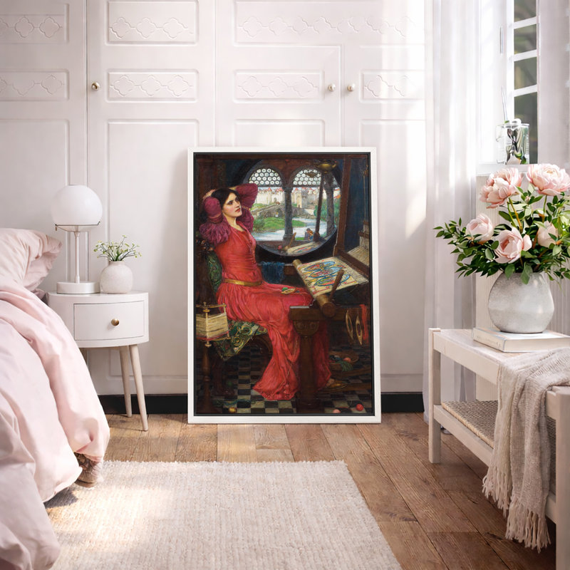 Art médiéval au métier à tisser, images intérieures romantiques, impression sur toile encadrée, H 36 po x l 24 po x P 1,5 po