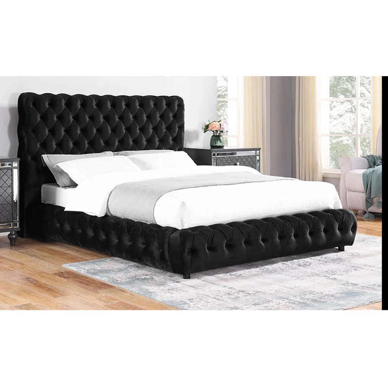 Tête de lit tapissier 1pc, Noir, Grand