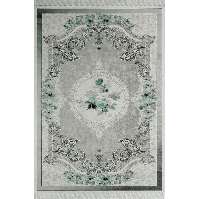 Tylersburg Rug in Grey/Green/Dark Green, Rectangle 80 x 150cm
