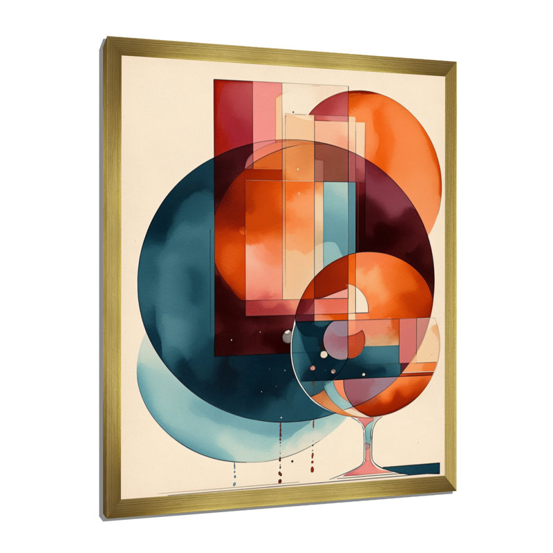 Albia Rhythms géométrique orange III, H 20 po x l 12 po x P 1 po, Encadrement doré