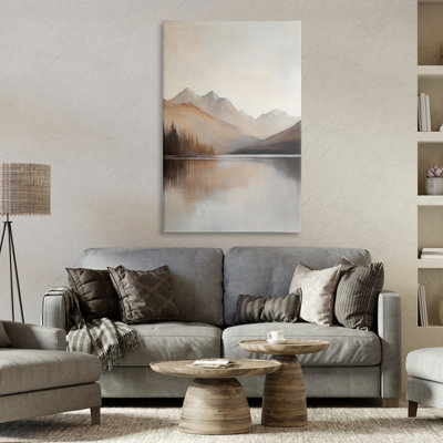Muted Lake Neutral Landscape Canvas, design by Petal Prints Design