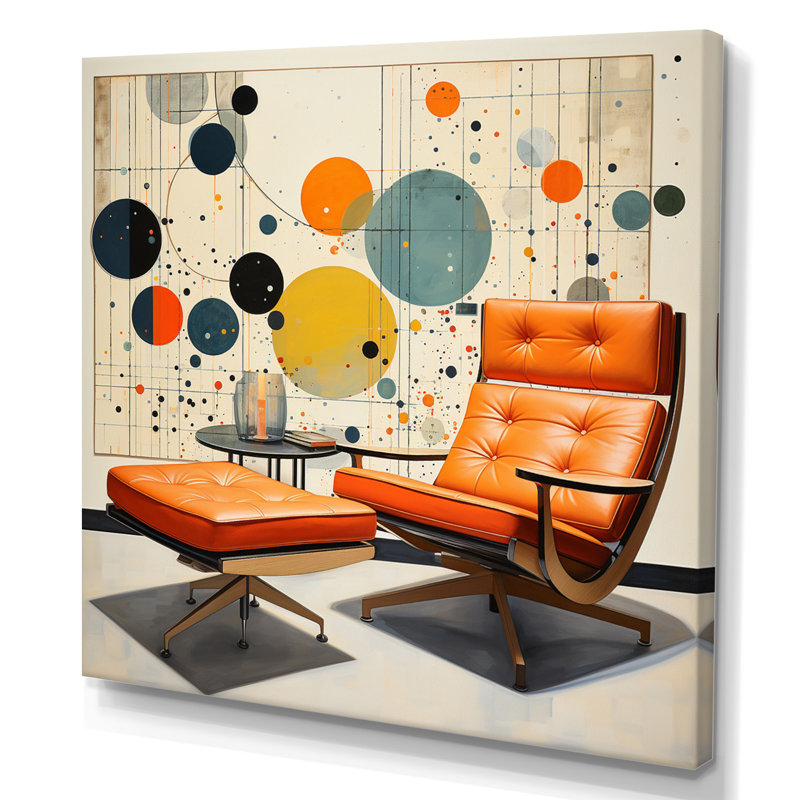 Corail Mid Century Eames Elegance - reproduction sur toile, H 16 po x l 16 po x P 1 po, Toile tendue