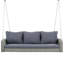69" Outdoor Pe Wicker Swing – 3-person Porch Bench With Chains & Cushions-681467973-681467972