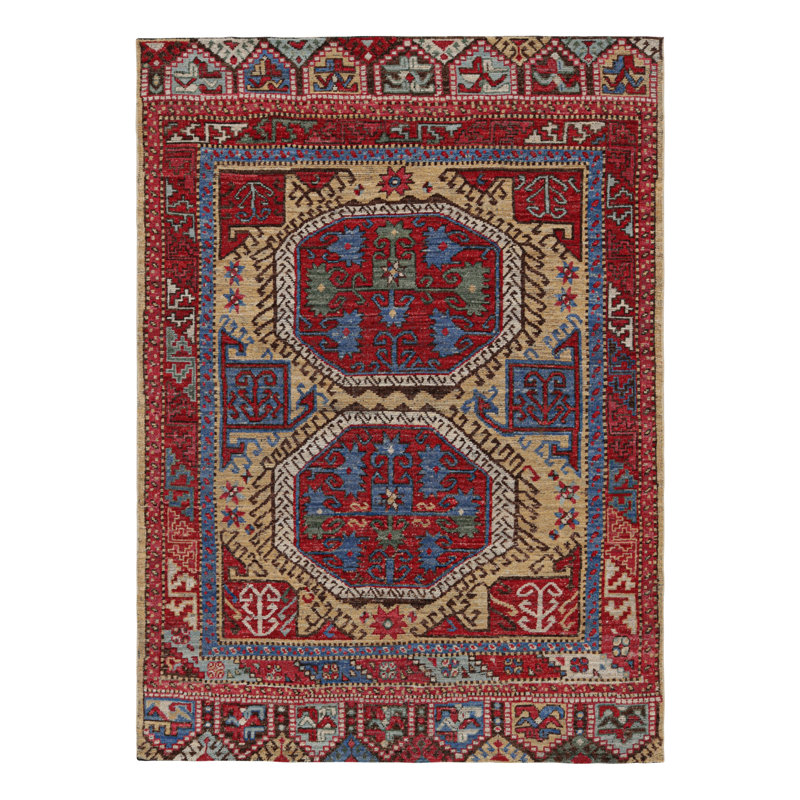 Rug & Kilim’S Turkish Style Rug In Red With Large-Scale Geometric Medallions, Square 4'