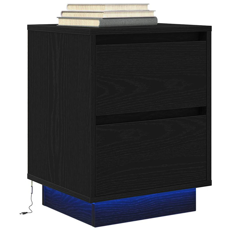 Darlisha 38 cm W Bedside Table, Black, 2