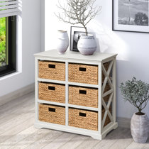 White Chest of Drawers Basket Storage Unit Wooden Cabinet Assembled  TETBURYchest