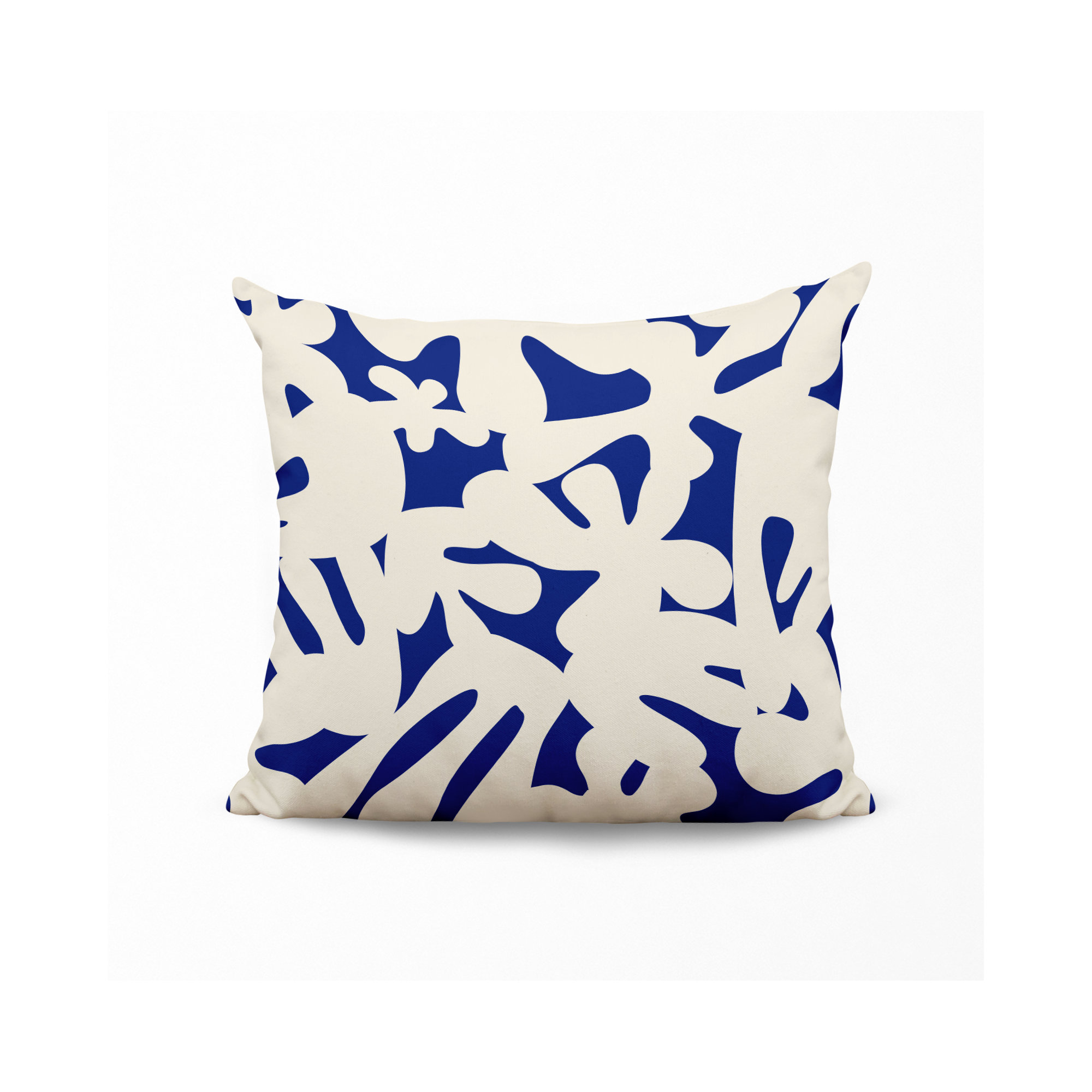 Lara Spun Polyester Indoor/Outdoor Throw Pillow, 19" x 19", Navy Blue/Off White
