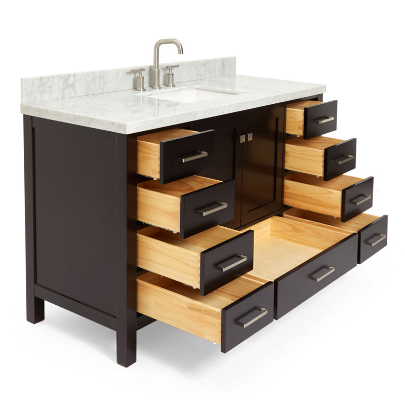 Cambridge 55'' Single Bathroom Vanity with Top, Espresso / Brushed Nickel