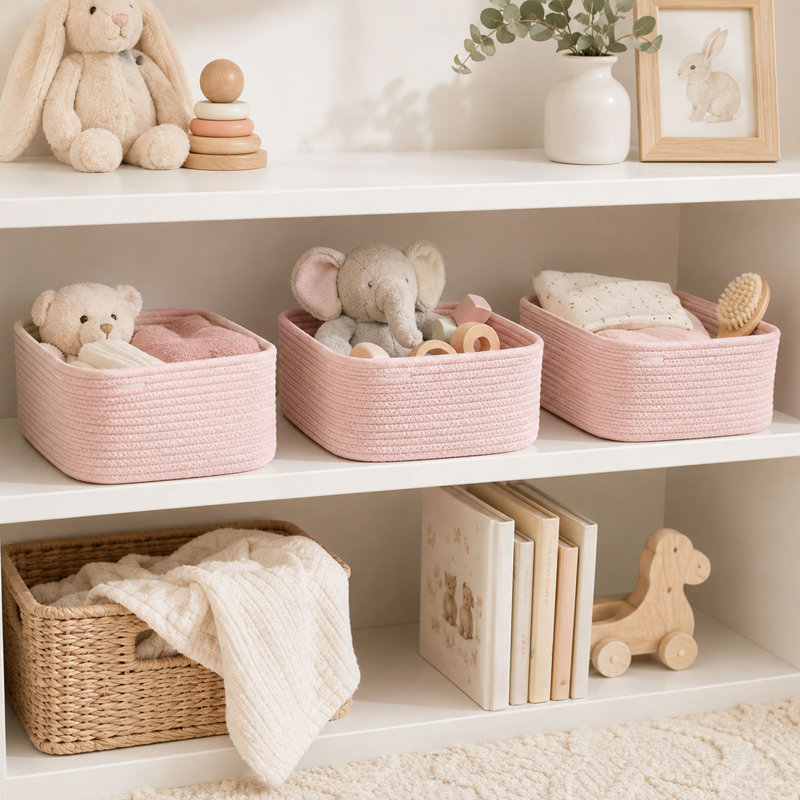 Ensemble de 3 petits paniers de rangement en corde de coton tressée