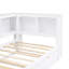 Lit de jour simple avec couchette, armoires de rangement et ports USB, blanc