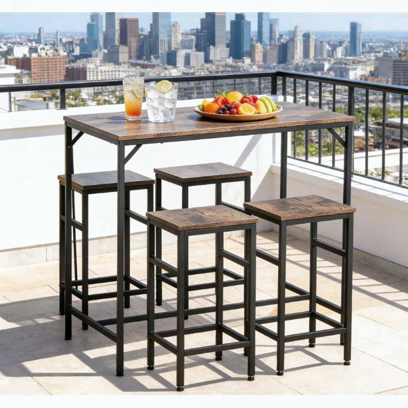 5-Piece Space-Saving Bar Table and Stools Set