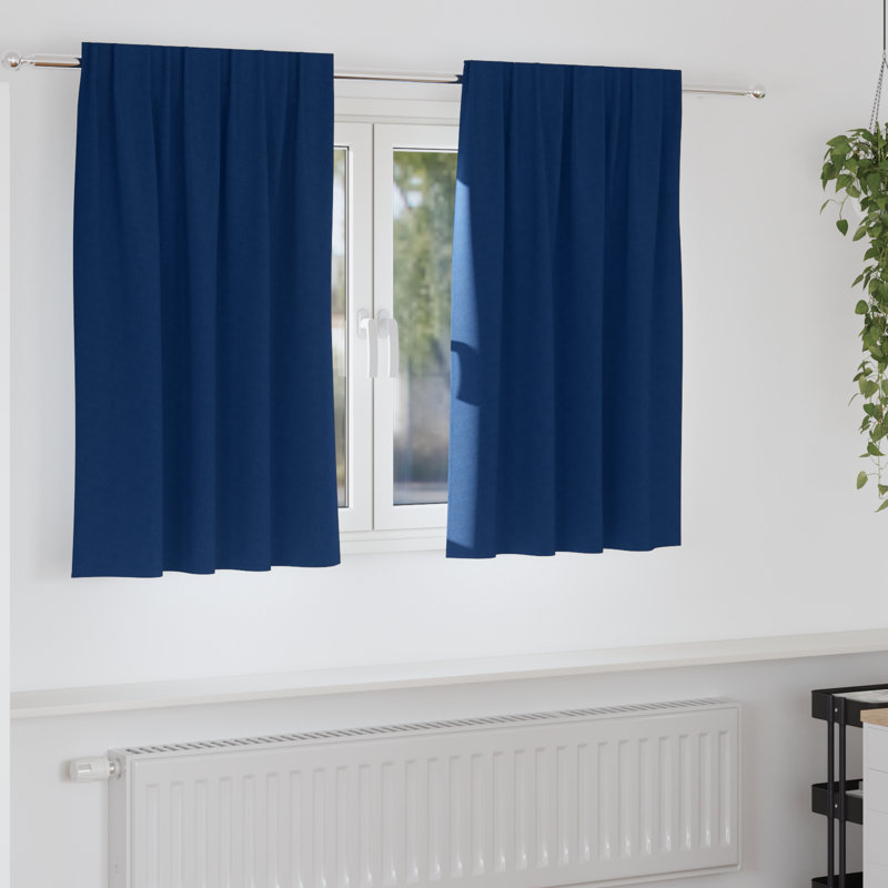 Curtains With Curtains 2 Pcs Polyester, Dark Blue, 140cm Width x 140cm Drop