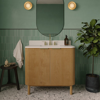 Kensington Reeded 36" Reeded Single Bathroom Vanity With Cultured Marble Countertop