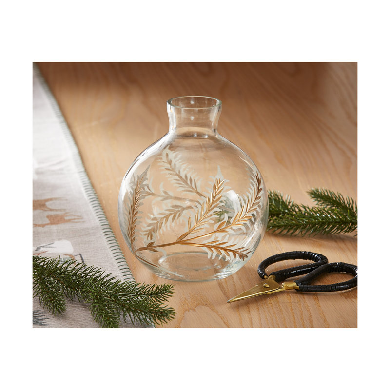 Botanical Etched Glass Vase
