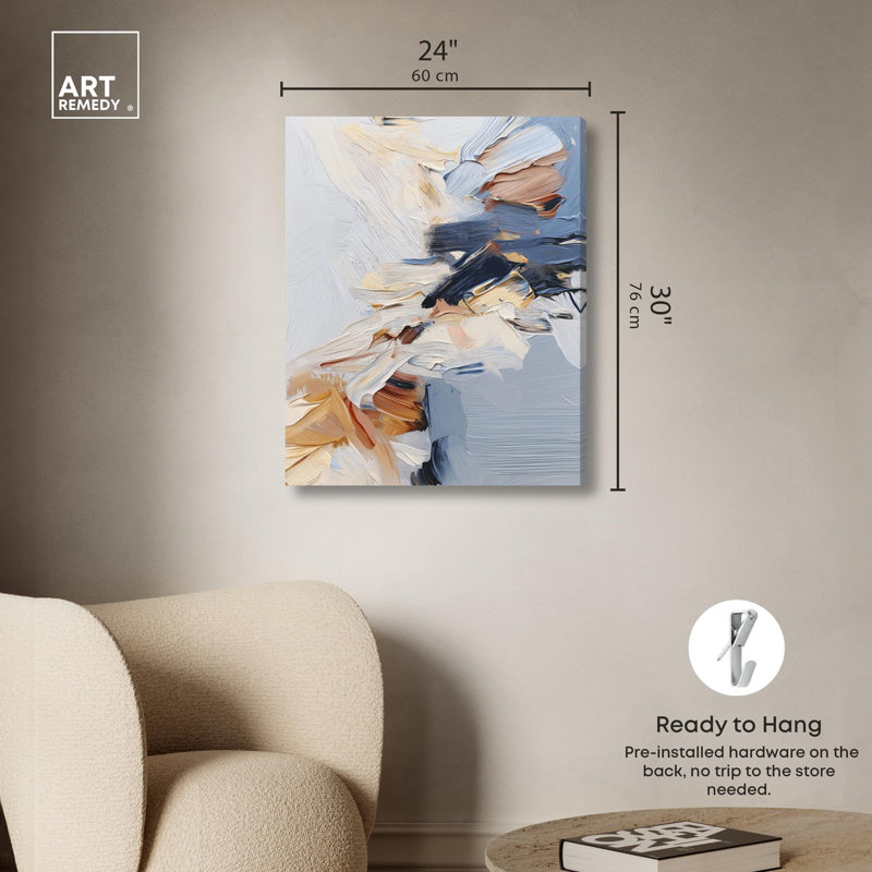 «A Symphony in White II», toile abstraite moderne par Art Remedy, H 30 po x l 24 po, Wrapped Canvas