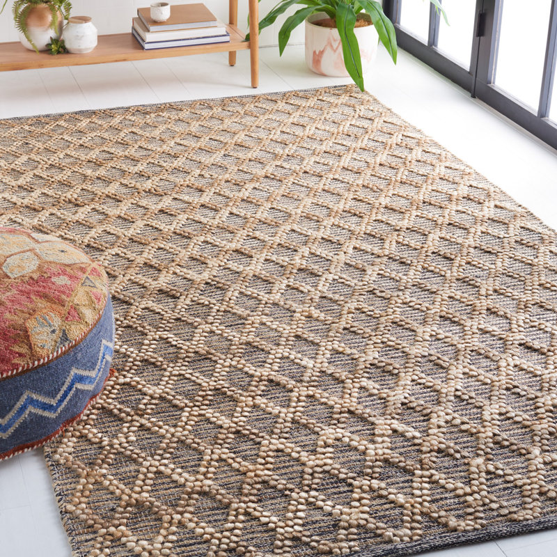 Americus Natural Fiber 382 Area Rug In Natural / Black, Rectangle 6' x 9'