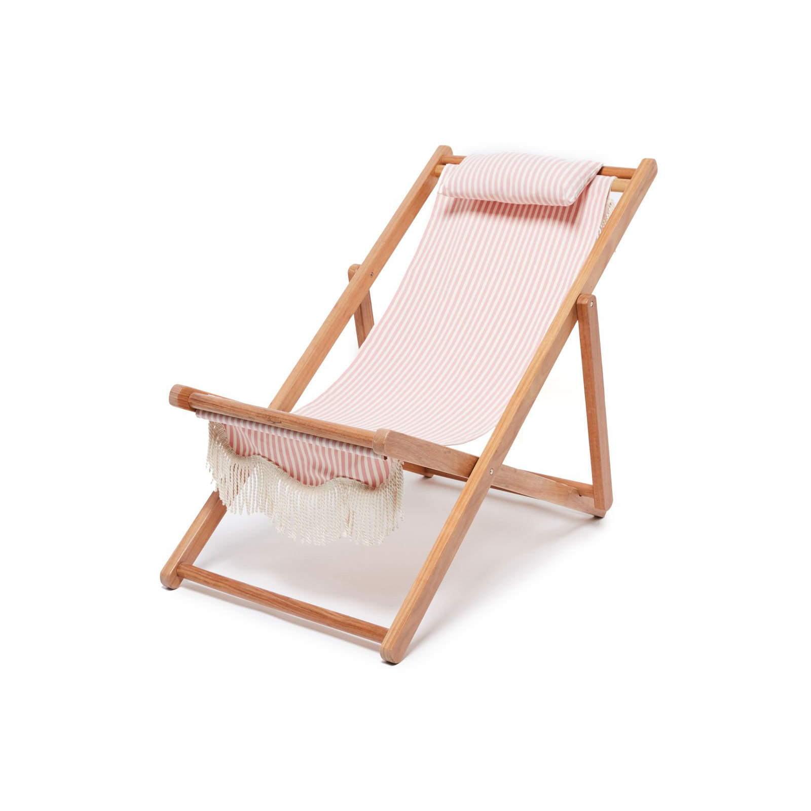  Folding Deck Chair with Cushion, Lauren's Pink Stripe