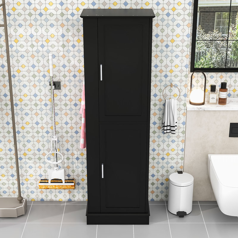 Modern Bathroom Storage Cabinet with Ample Storage, Water-Proof Surface, Black