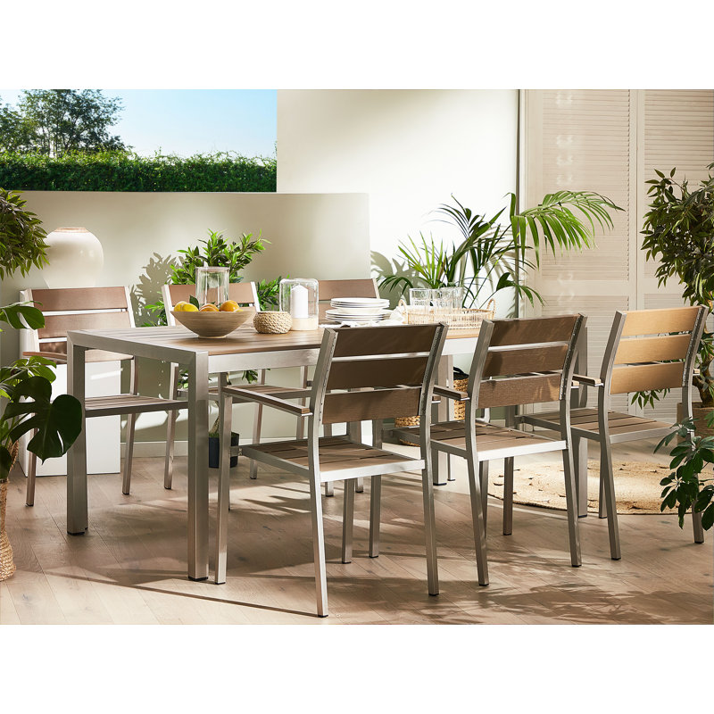 Hillegier Rectangular 180Cm L Table, Brown, Silver