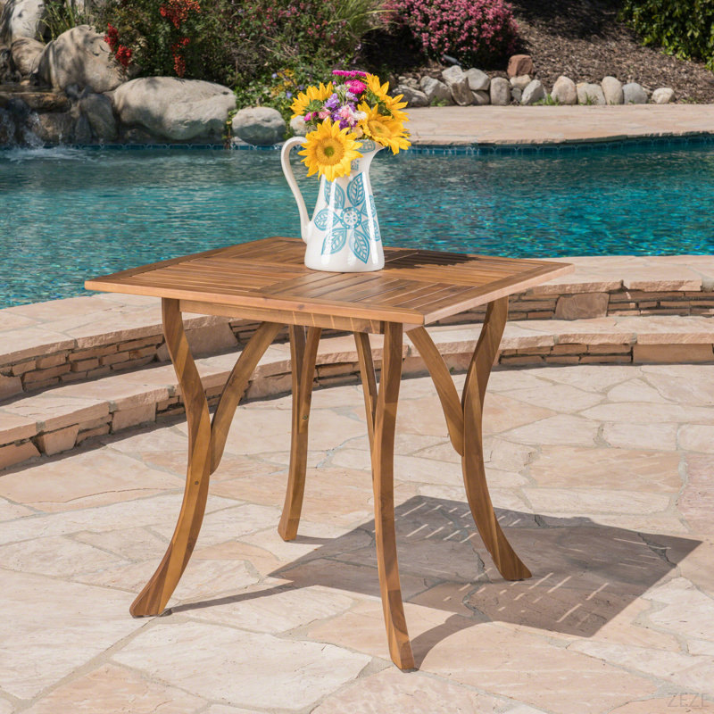 Table de salle à manger d'extérieur carrée en bois d'acacia