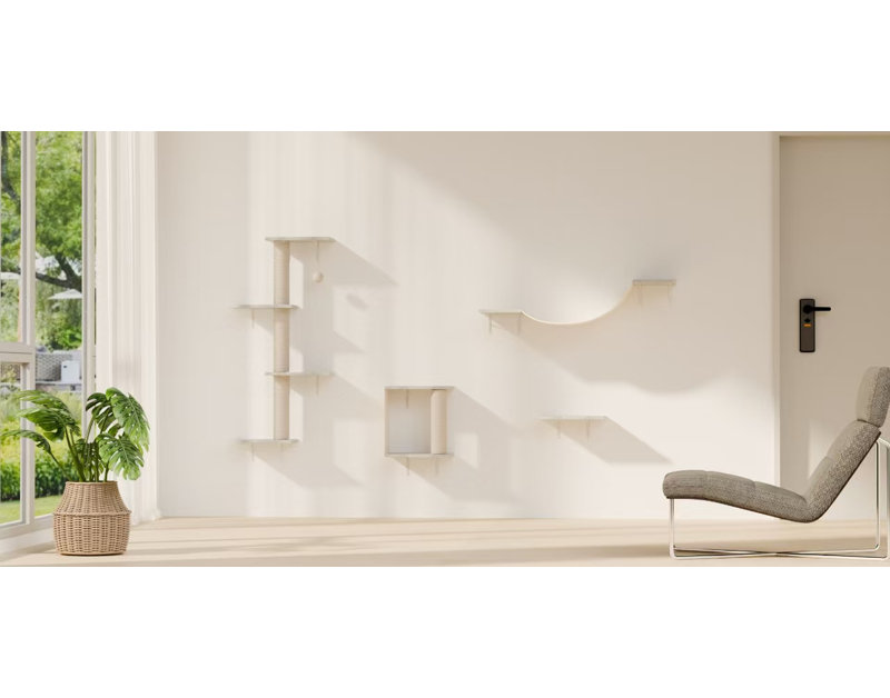 Ensemble de meubles muraux pour chat - Design moderne 4 pièces, Beige