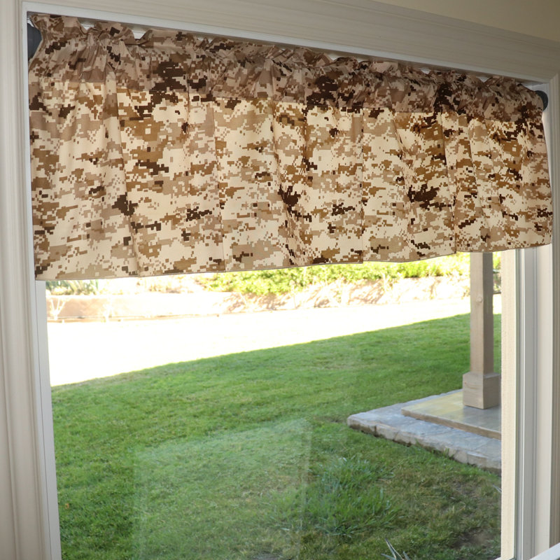 Kashis Cotton Blend Camouflage Tailored Window Valance, 58" W x 28" L