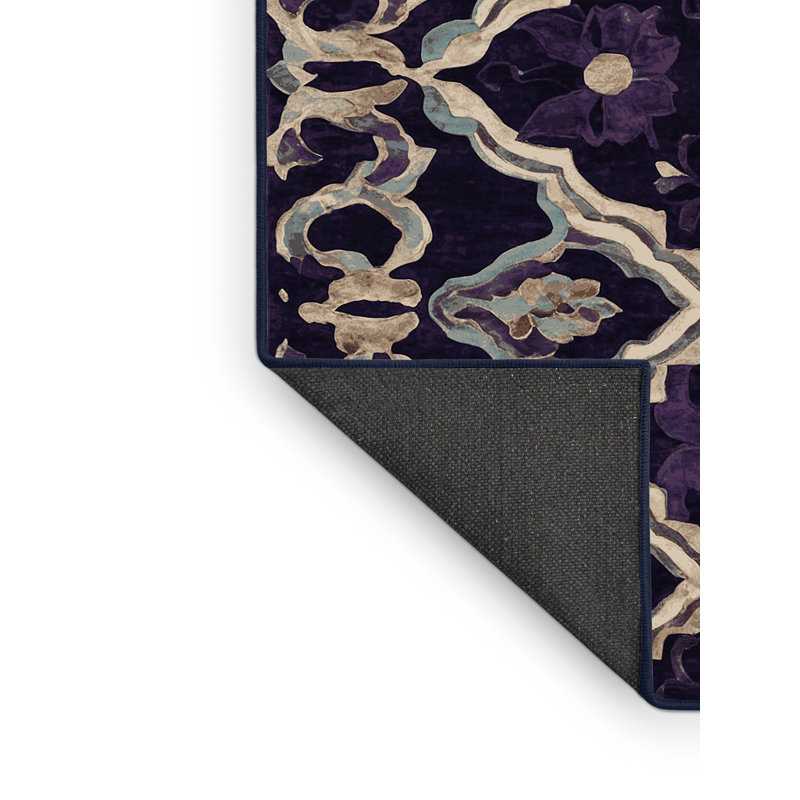 Tapis mauve soyeux et moelleux, Rectangulaire 3 pi x 5 pi